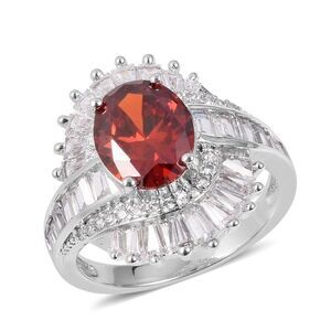 Simulated Red and White Diamond Ring Size 9